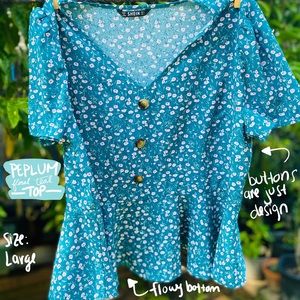 SHEIN teal peplum top